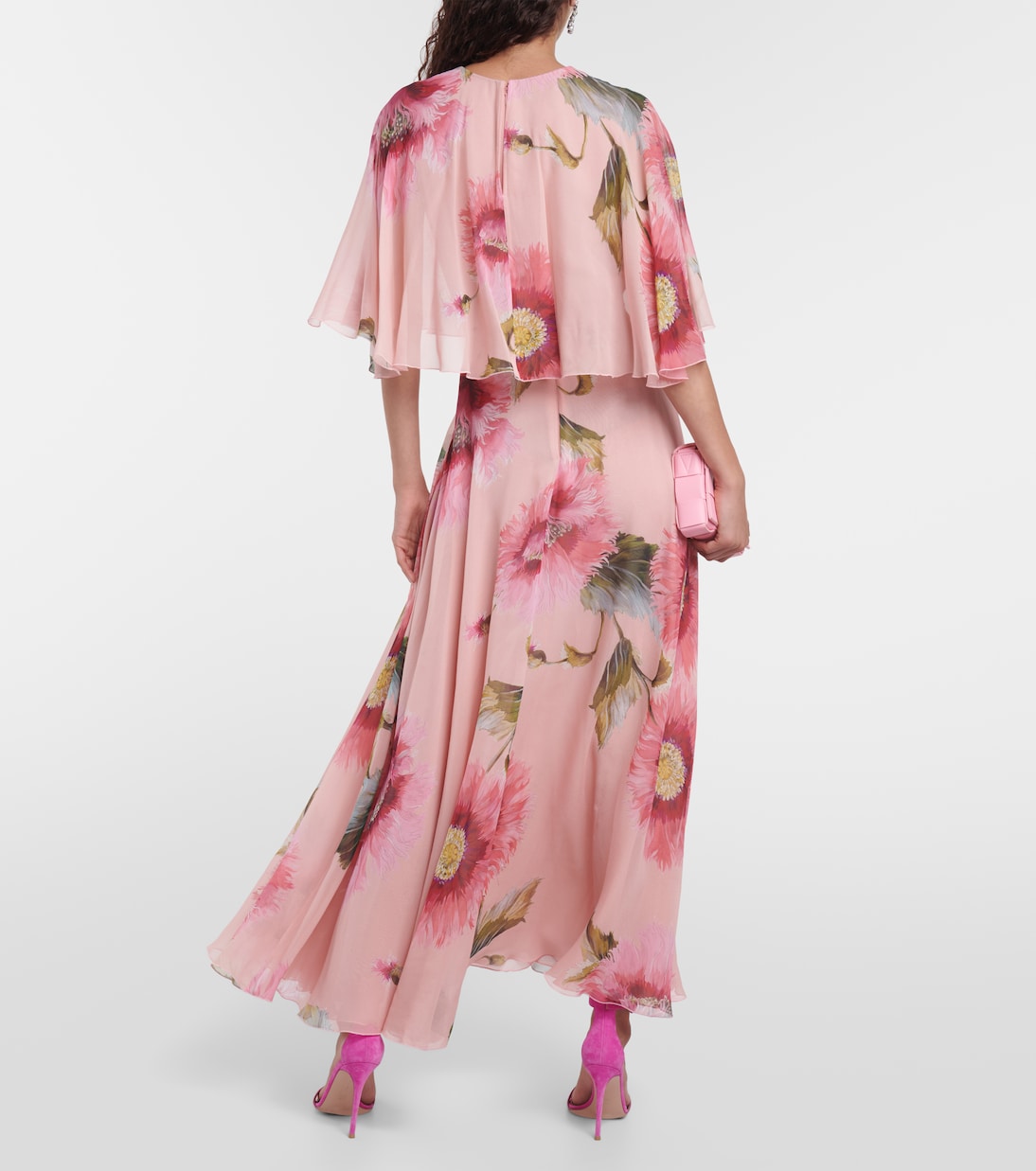 Caped floral silk georgette gown | Giambattista Valli