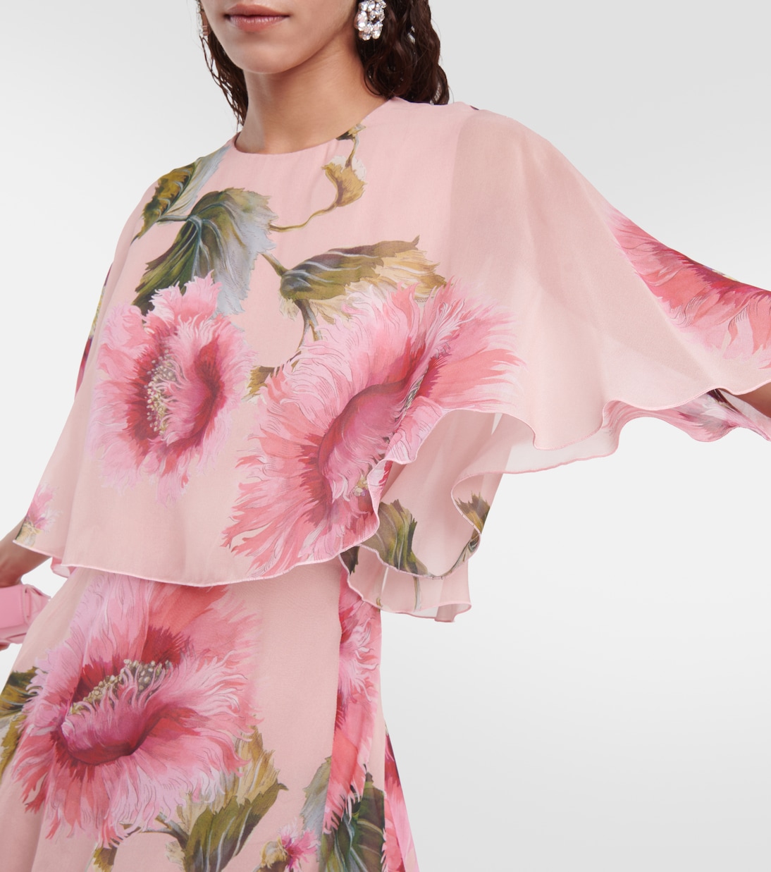 Caped floral silk georgette gown | Giambattista Valli