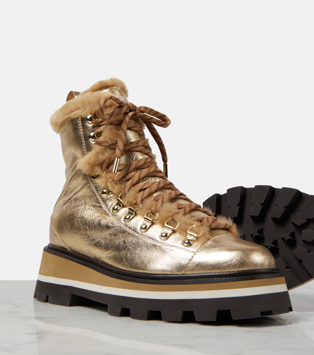 Chike shearling-lined leather ankle boots | Jimmy Choo