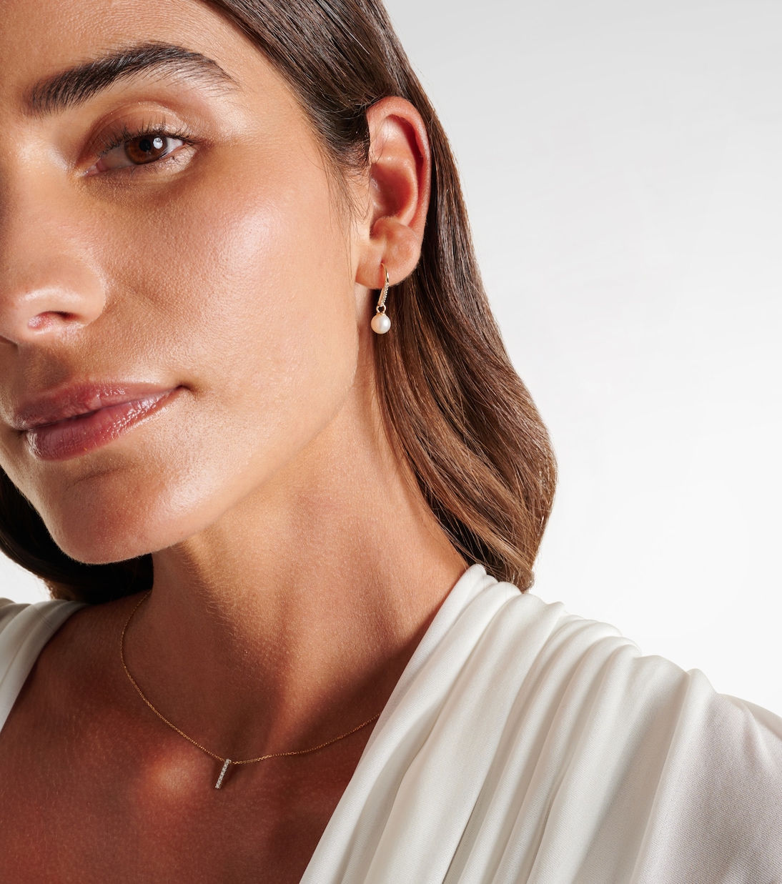 Orecchini pendenti in oro 14kt MATEO con diamanti e perle, gioielli eleganti per giovani