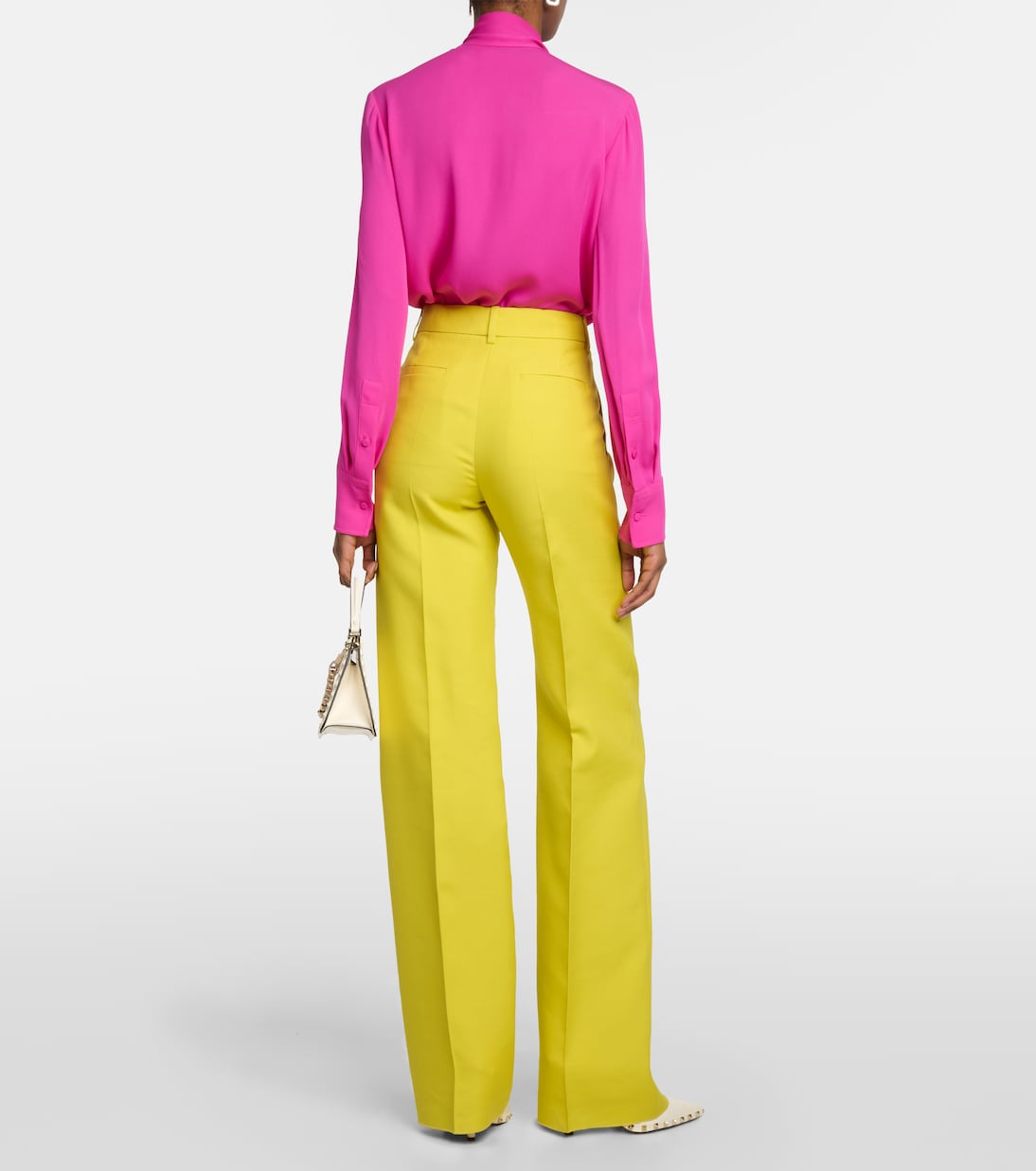 Pantalon droit à taille haute en Crêpe Couture | Valentino