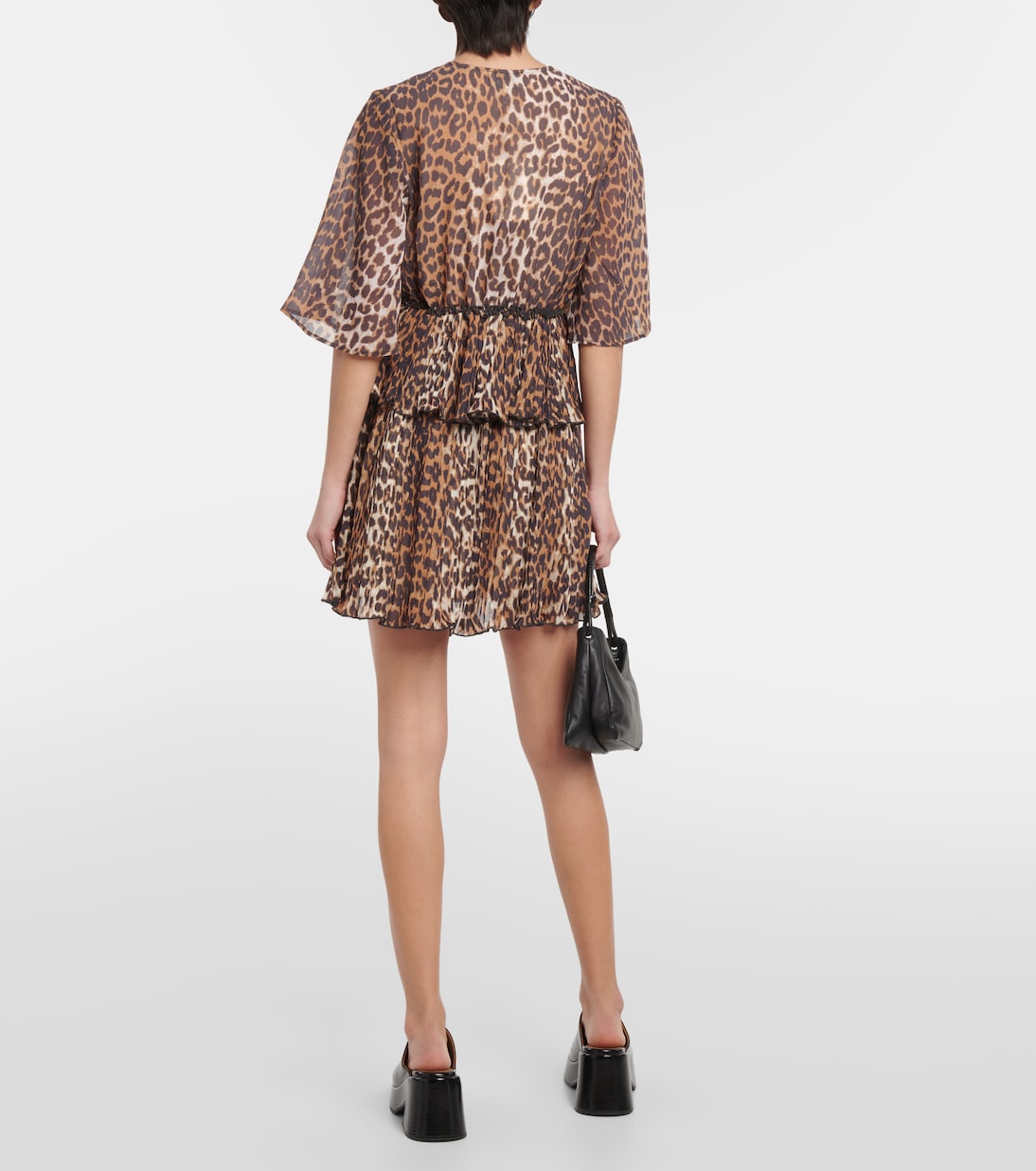 Leopard-print georgette minidress  | Ganni