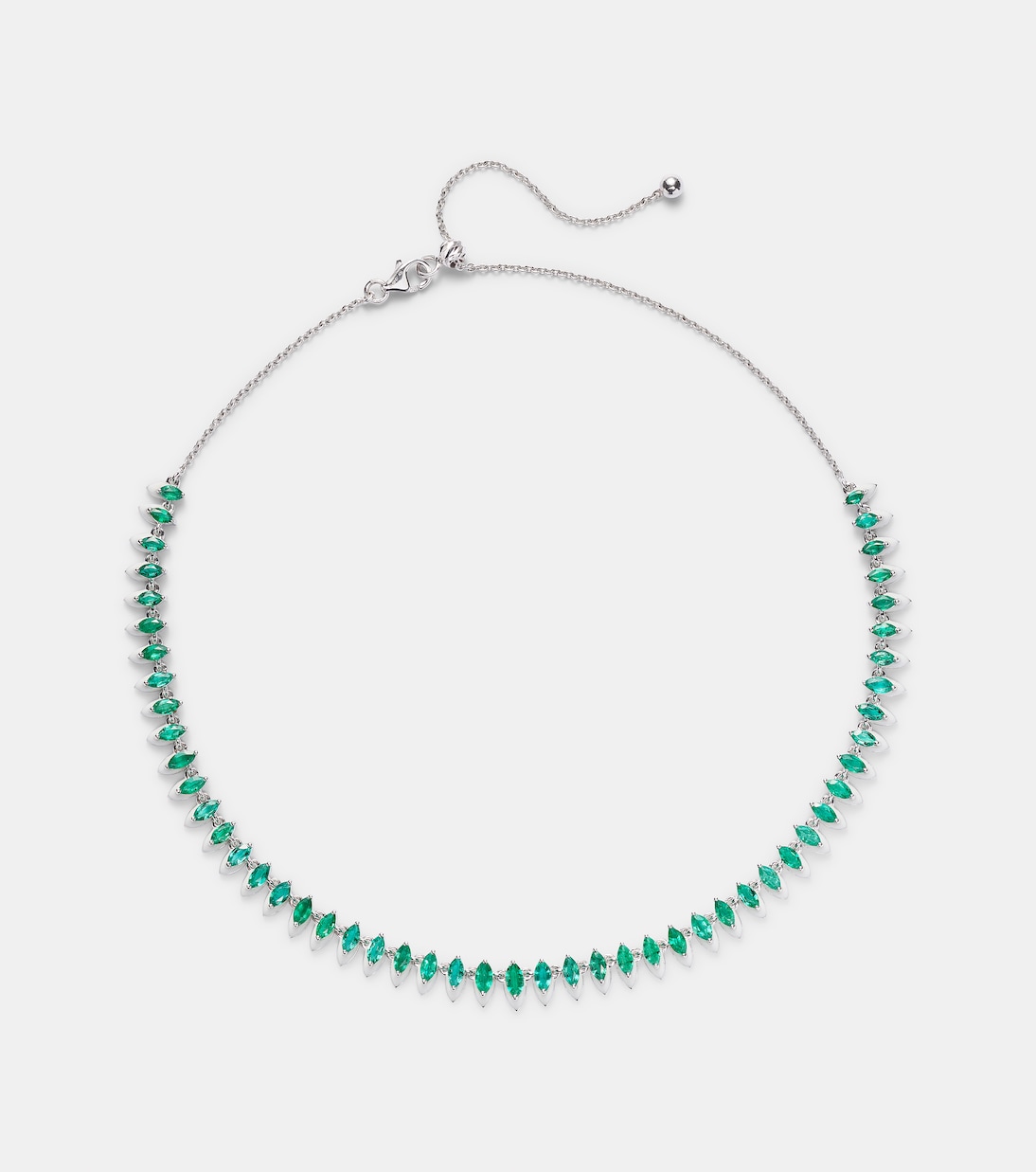 18kt white gold and enamel choker with emeralds | Kamyen