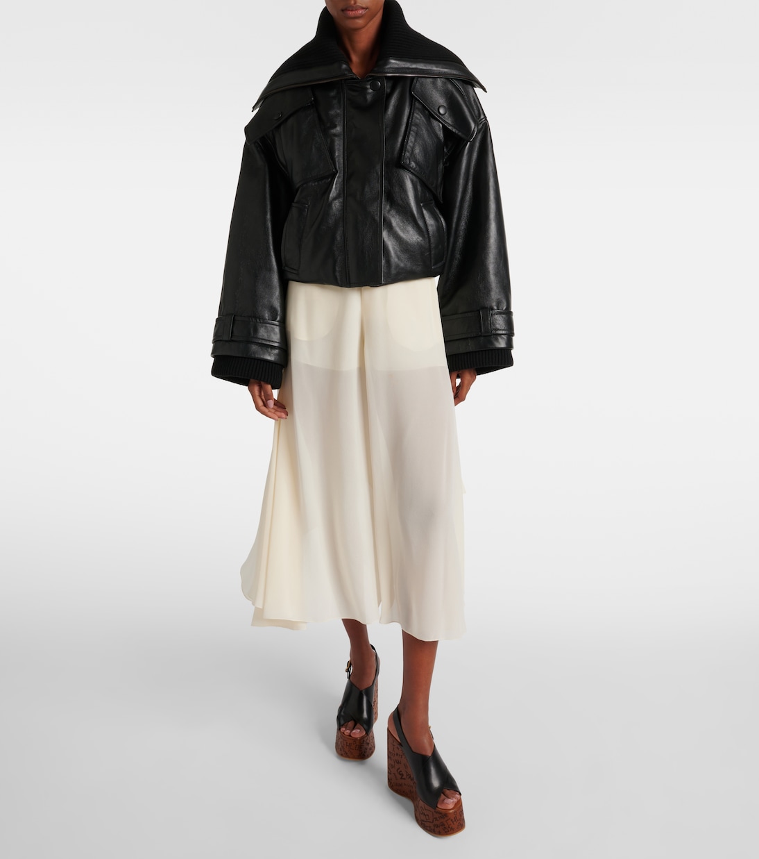 Cropped leather bomber jacket | Chloé