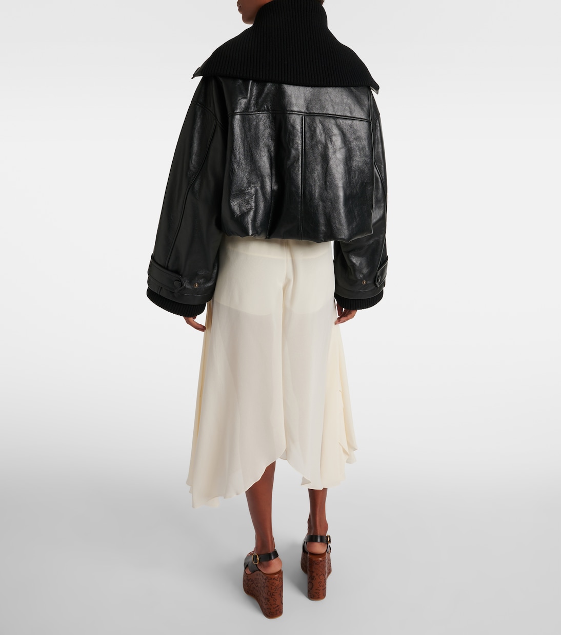 Cropped leather bomber jacket | Chloé