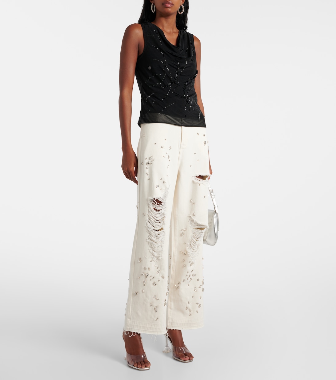 Verzierte Wide-Leg Jeans | Xu Zhi