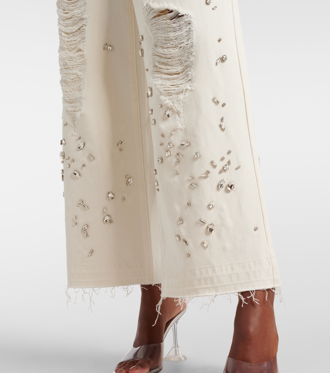 Verzierte Wide-Leg Jeans | Xu Zhi