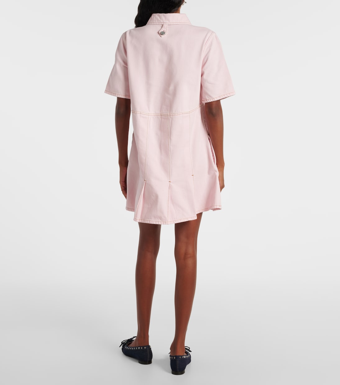 Abito chemisier in denim a pieghe | Ganni