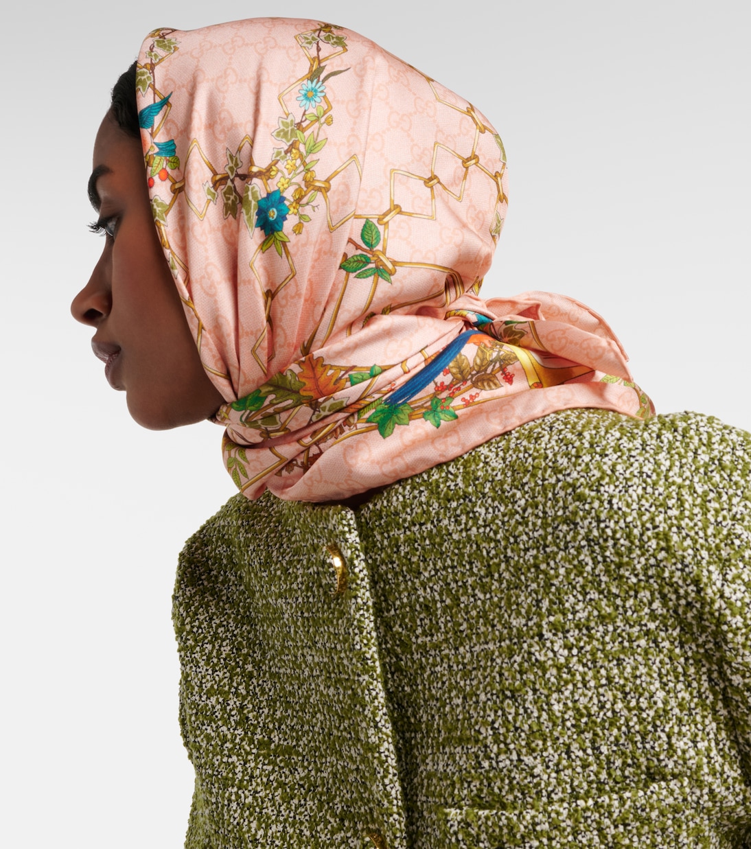 Sciarpa in seta GG con stampa | Gucci