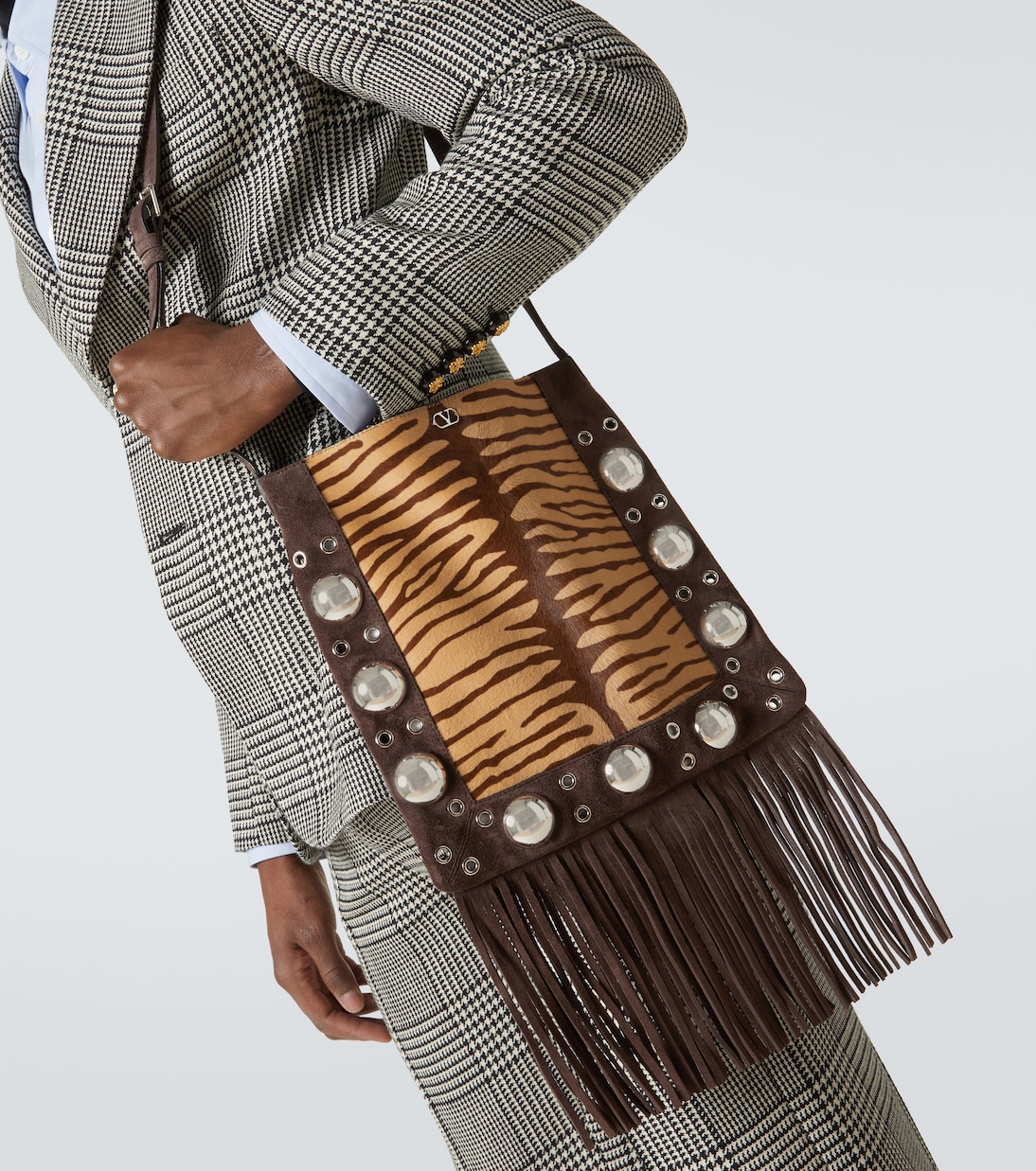 Nellcôte fringed calf hair shoulder bag | Valentino Garavani