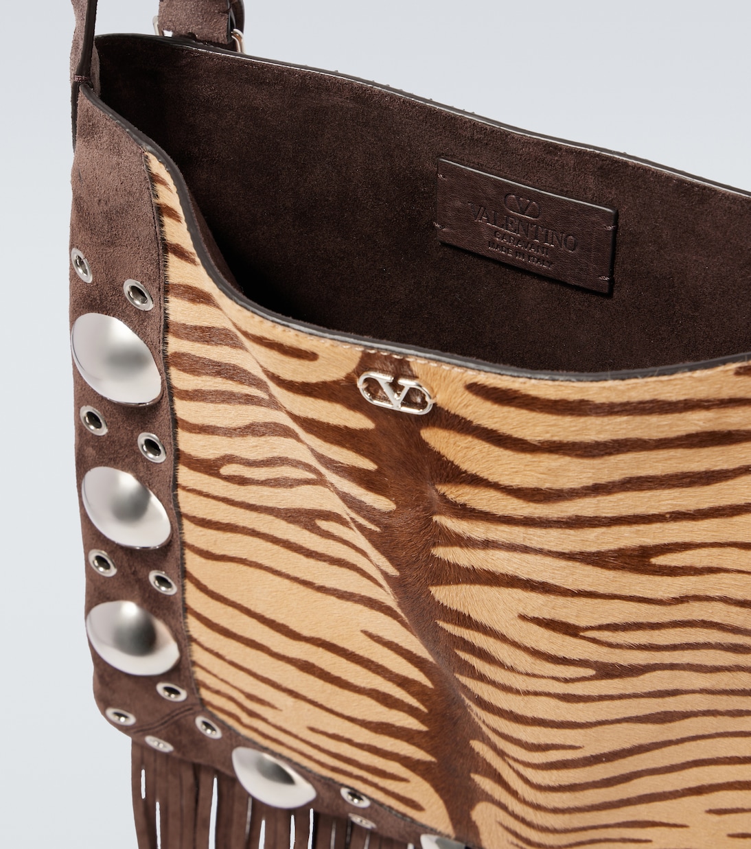 Nellcôte fringed calf hair shoulder bag | Valentino Garavani