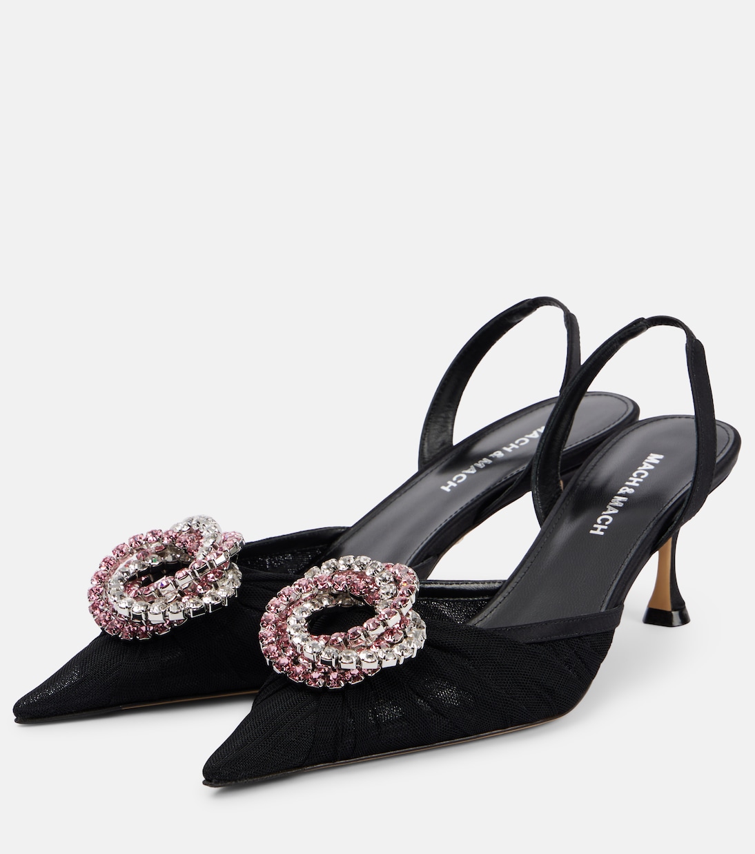 Slingback-Pumps Galaxy aus Mesh mit Kristallen | Mach & Mach
