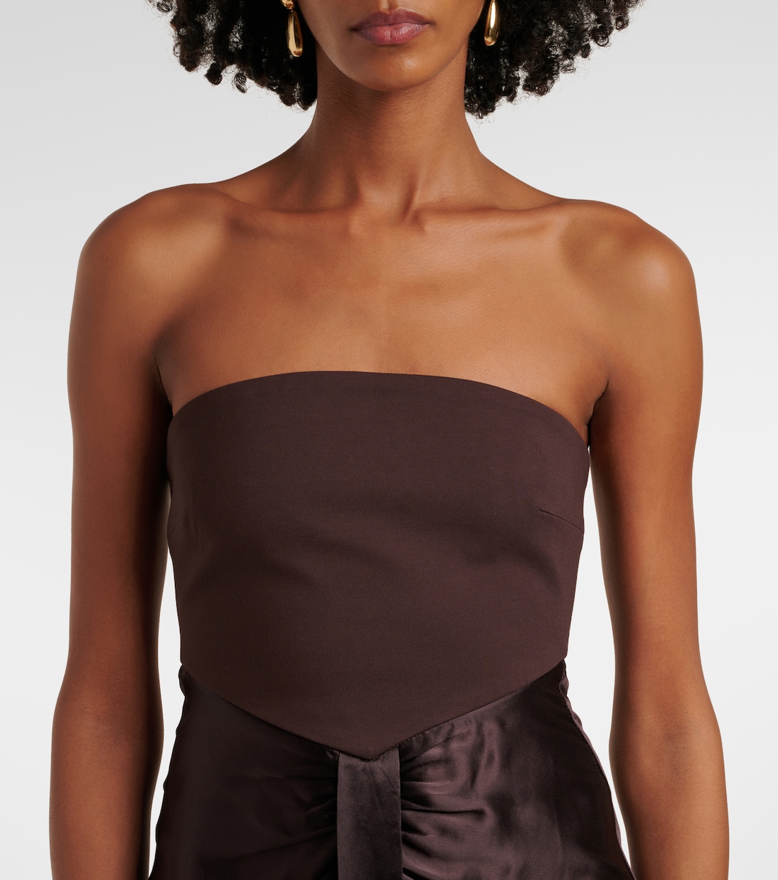 Wayfaring gathered strapless midi dress | Staud