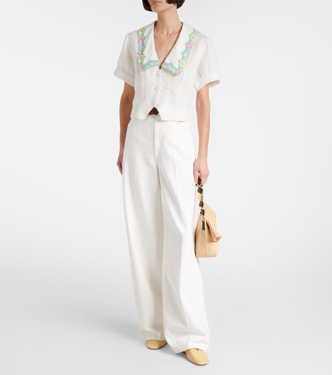 Pantaloni Iveta in misto lino a gamba larga | Rixo