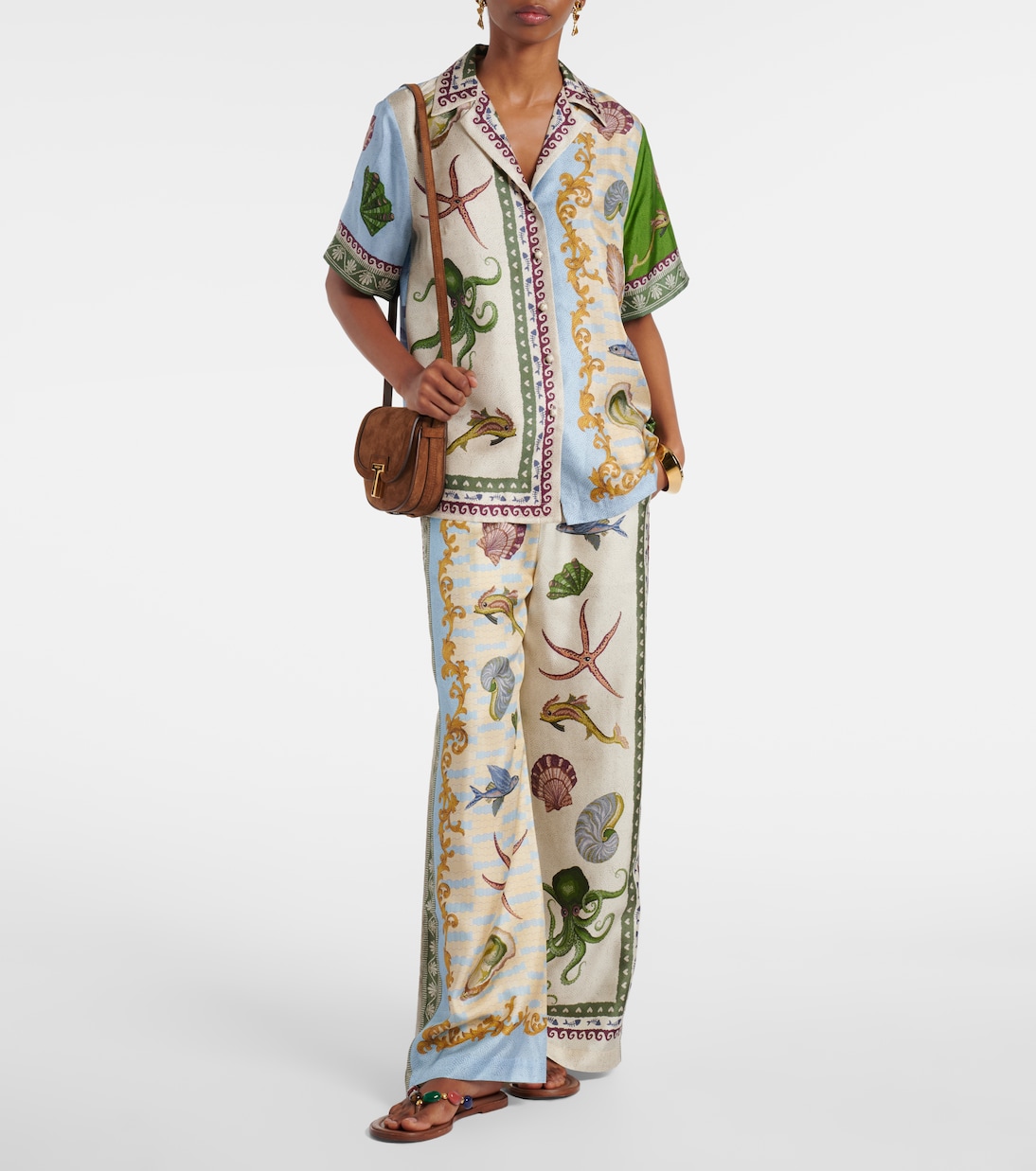 Pantalon ample Bath House imprimé en soie | Alémais