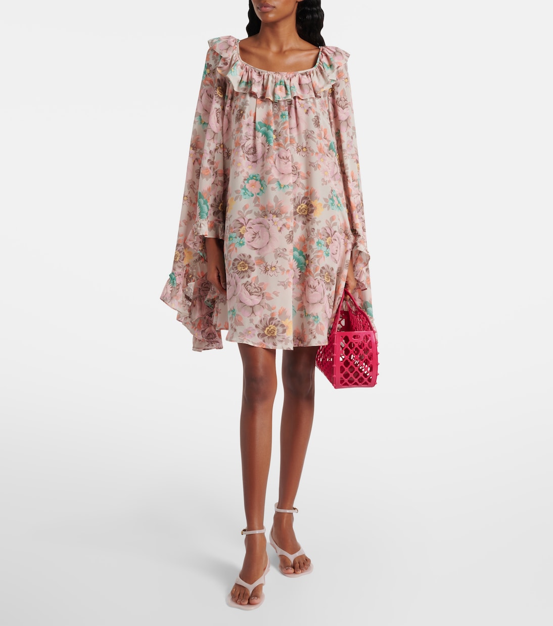 Ruffled silk crêpe de chine minidress | Chloé