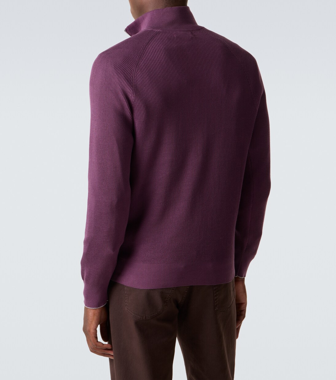 Ribbed-knit cotton half-zip sweater | Brunello Cucinelli