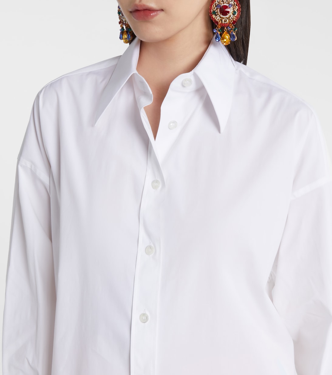 Camisa oversized en mezcla de algodón | Dolce&Gabbana