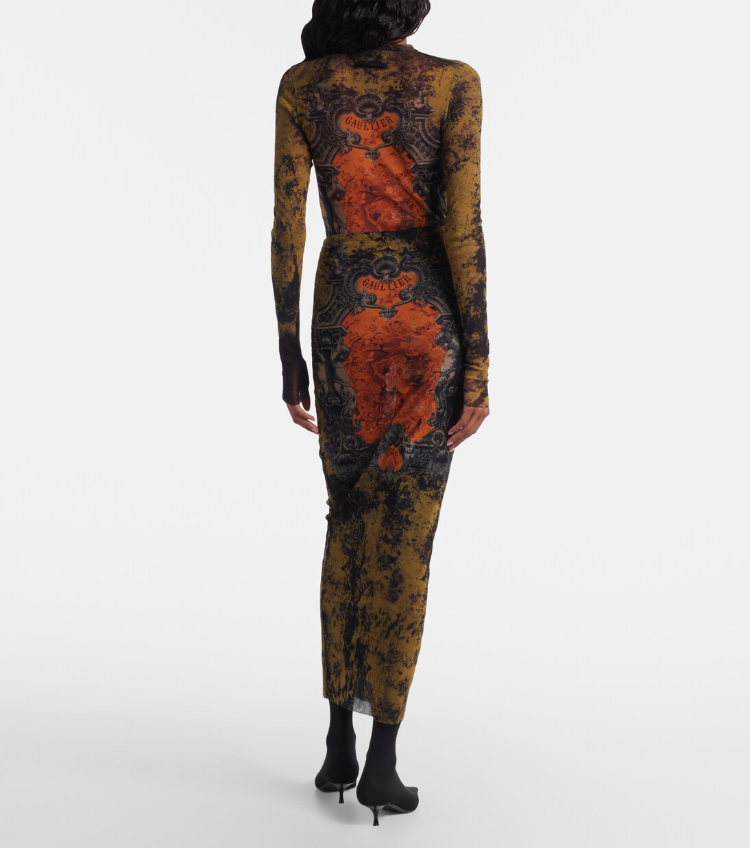 Médaillon printed mesh slim pants | Jean Paul Gaultier