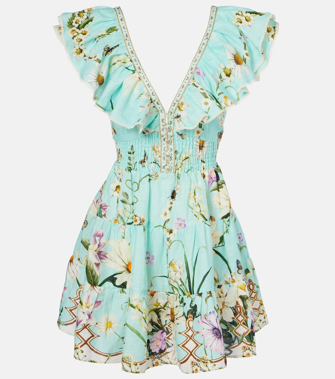 Floral embellished linen minidress | Camilla
