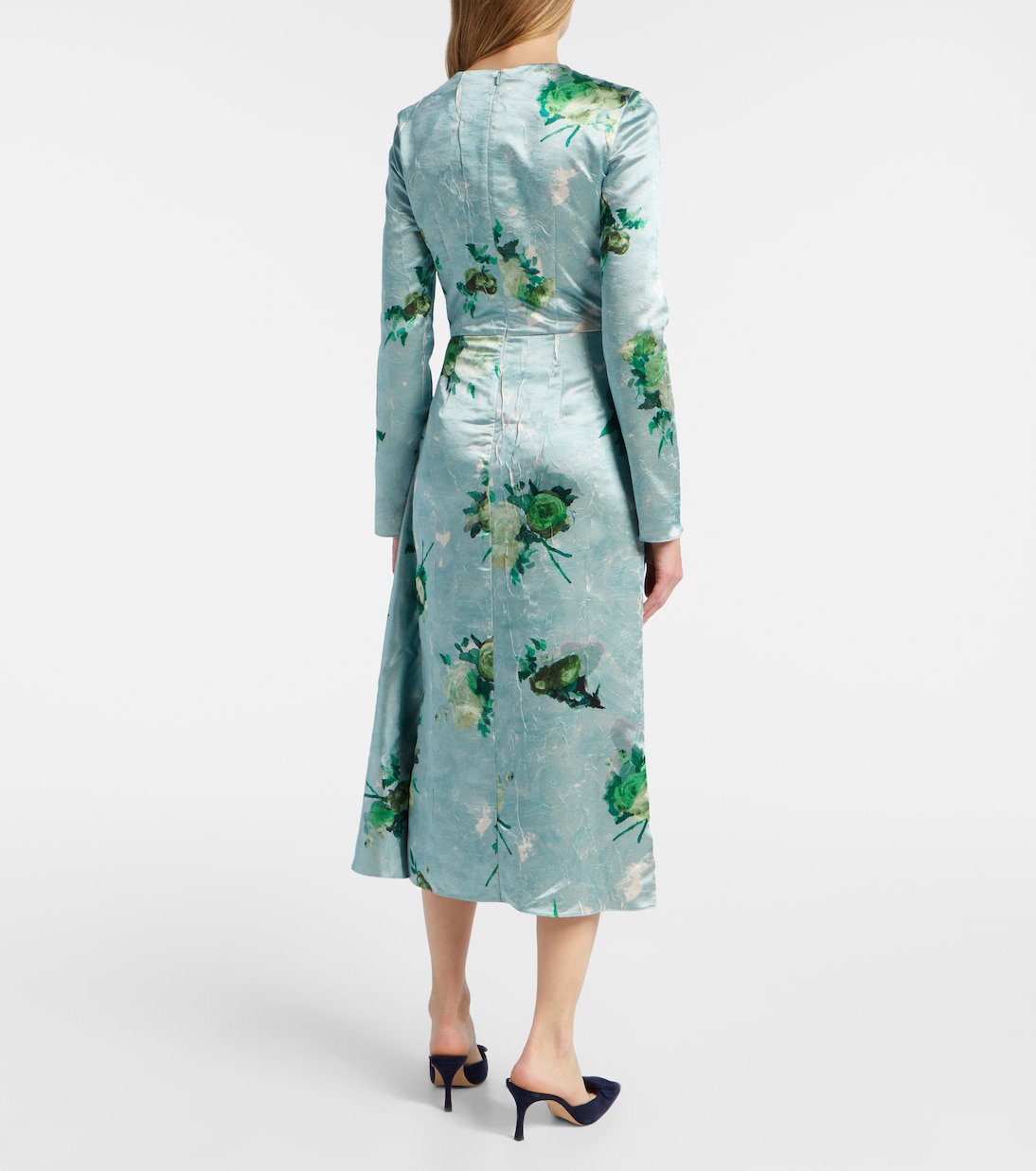 Draped floral satin midi dress | Erdem