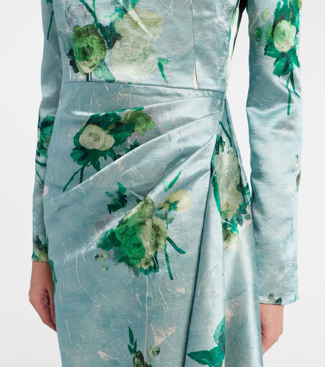 Draped floral satin midi dress | Erdem