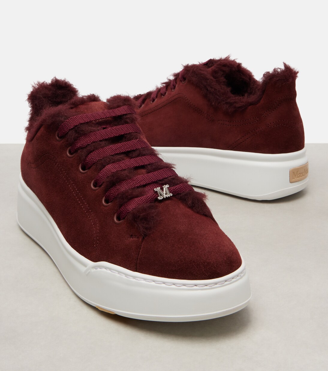 Tmaxi Teddy-trimmed suede sneakers  | Max Mara