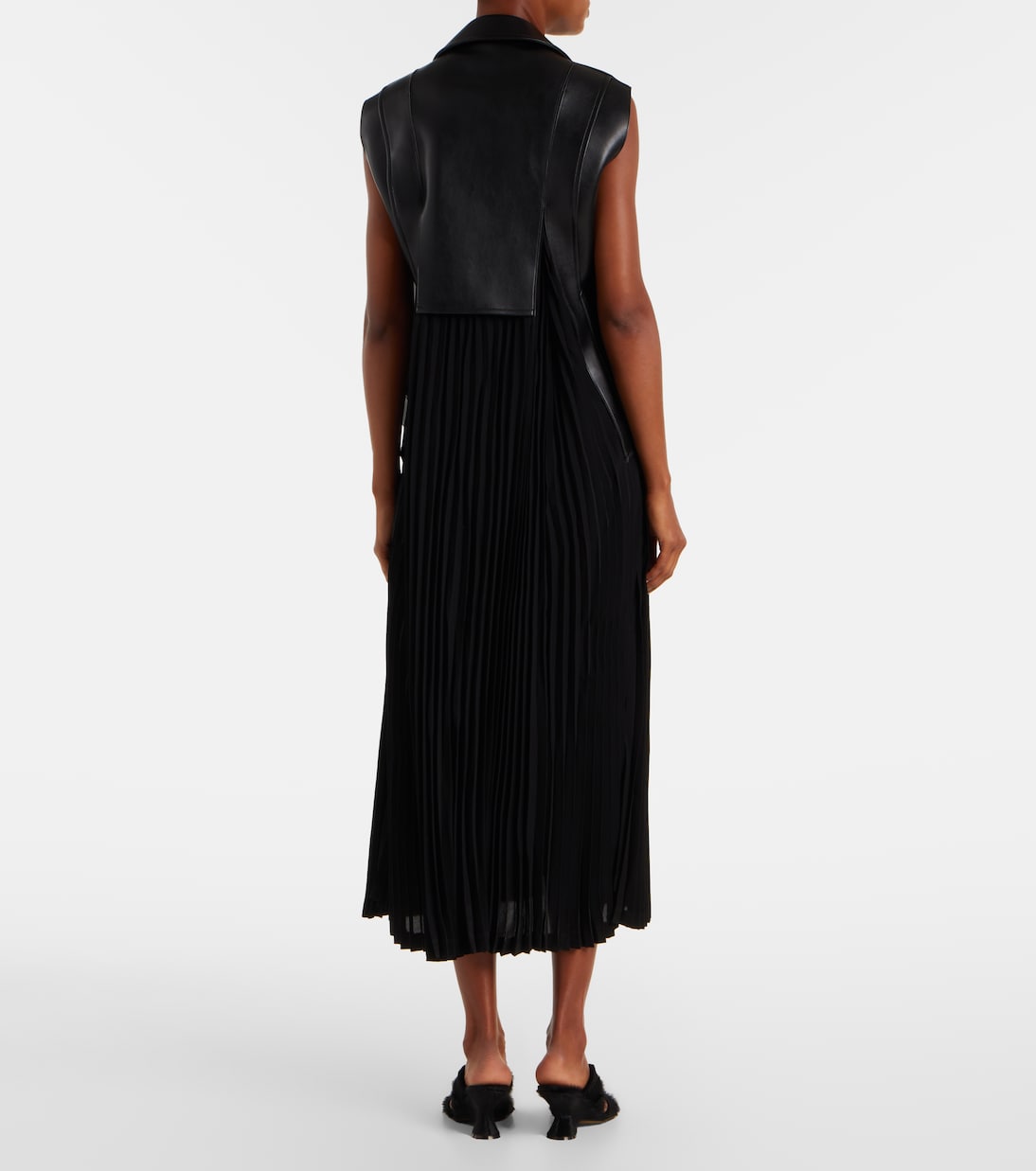 Vestido largo de piel sintética y jersey | Junya Watanabe