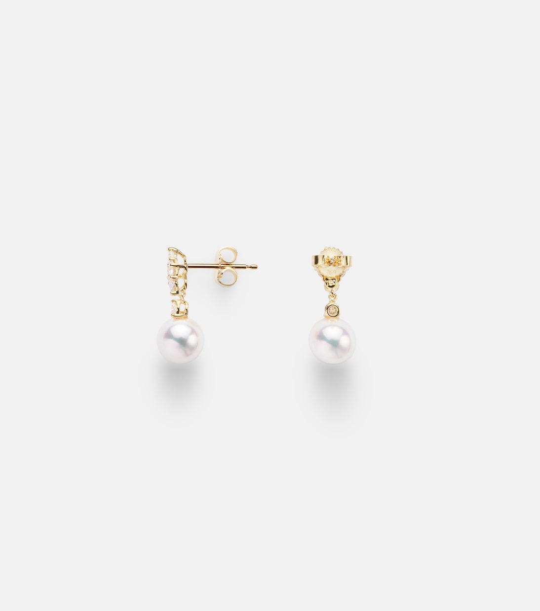 18kt gold drop earrings with pearls and diamonds | Mikimoto