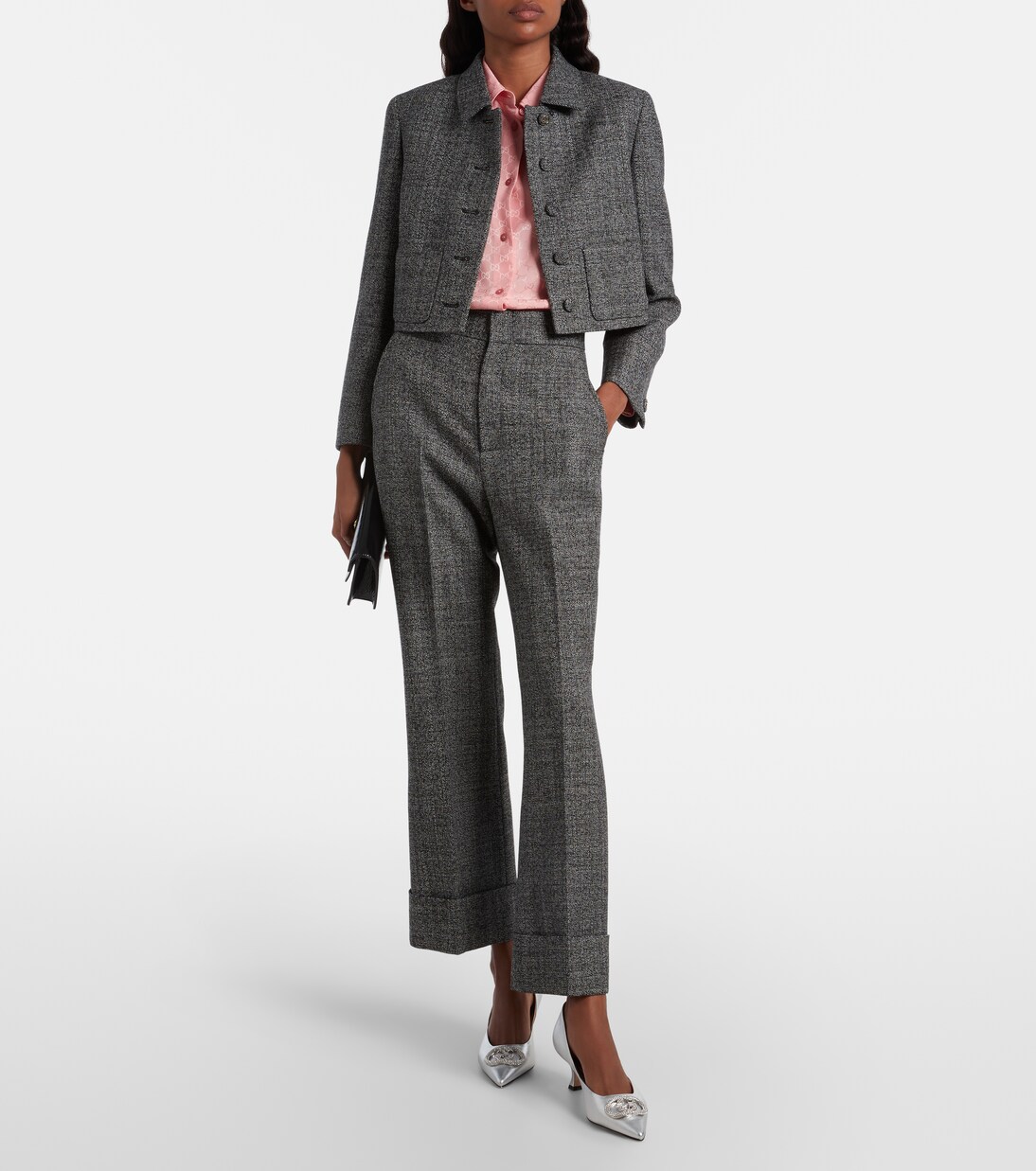 Gerade High-Rise-Hose aus Wolle | Gucci