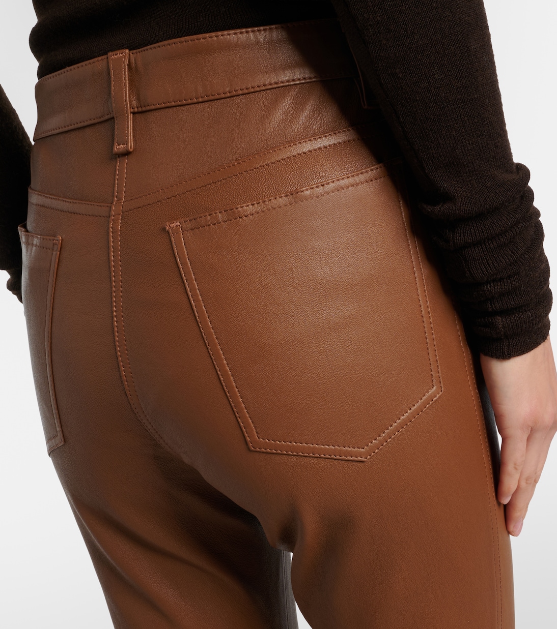 Cropped leather bootcut pants | Joseph