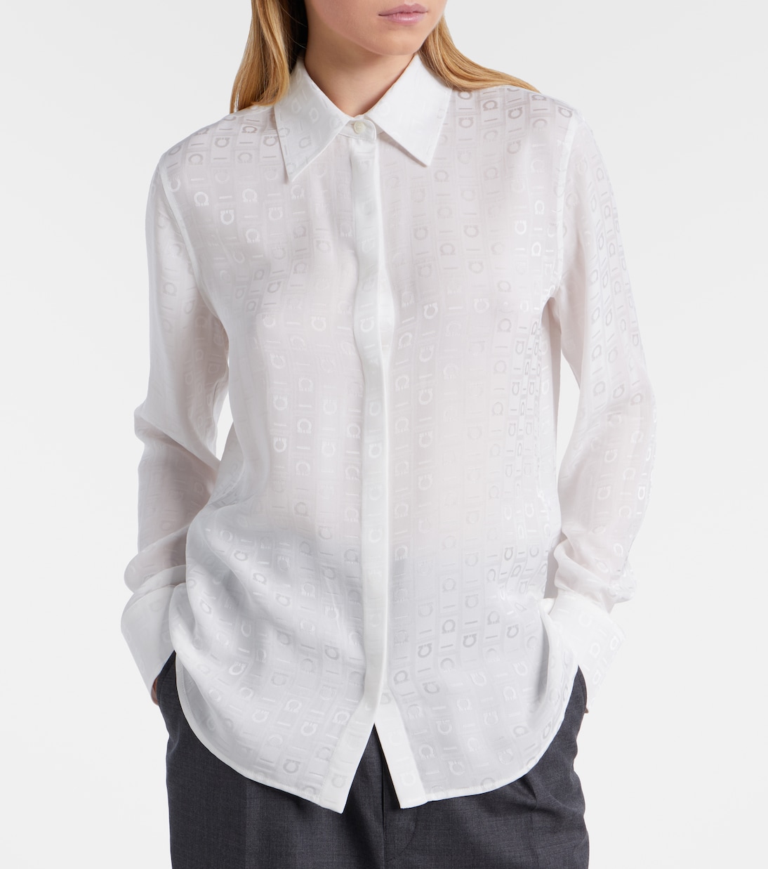 Gancini silk crêpe shirt | Ferragamo