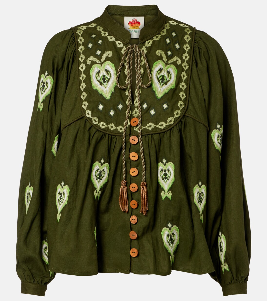 刺绣亚麻混纺女式上衣 | Farm Rio