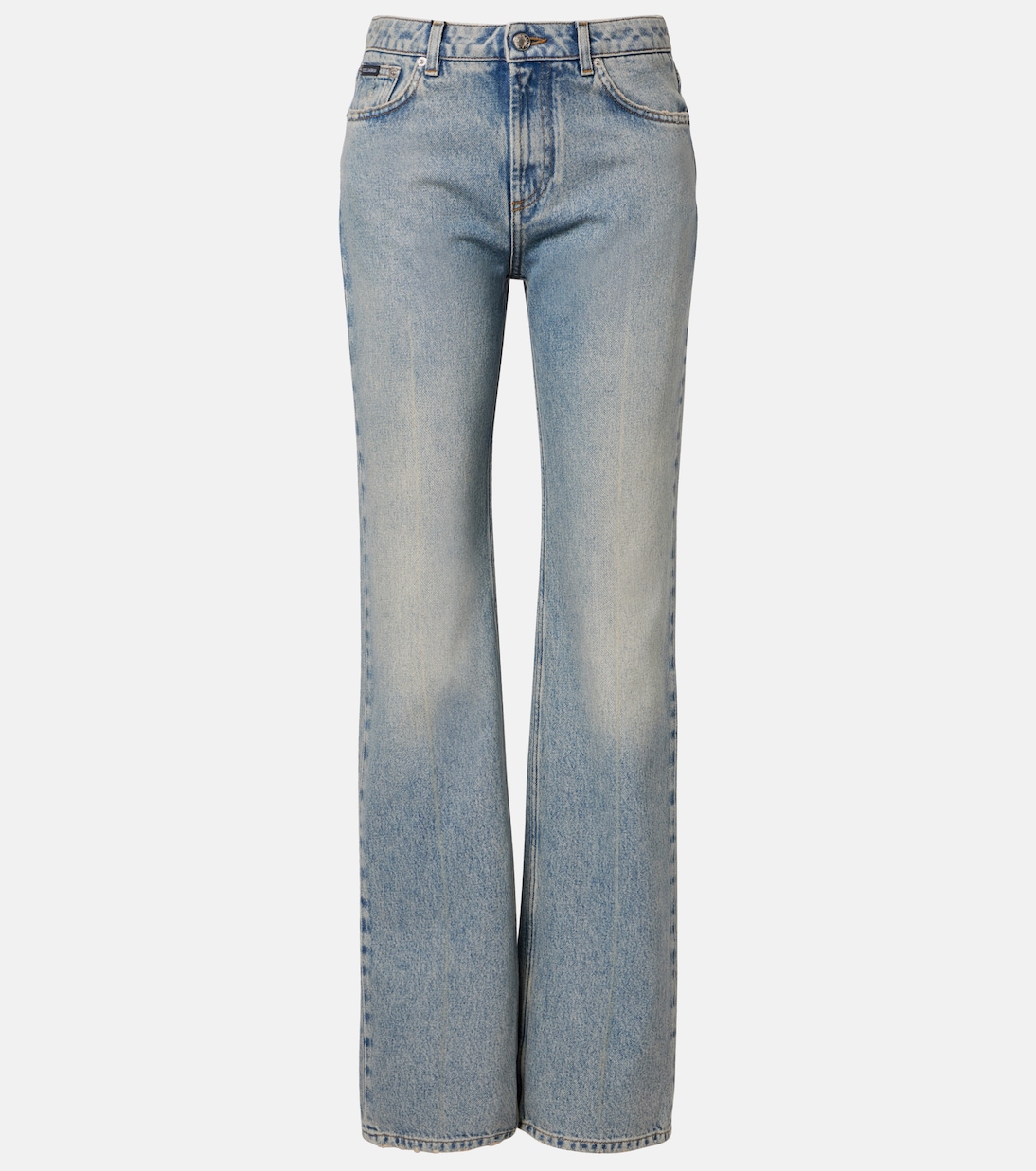 Straight Jeans mit Leder | Dolce&Gabbana