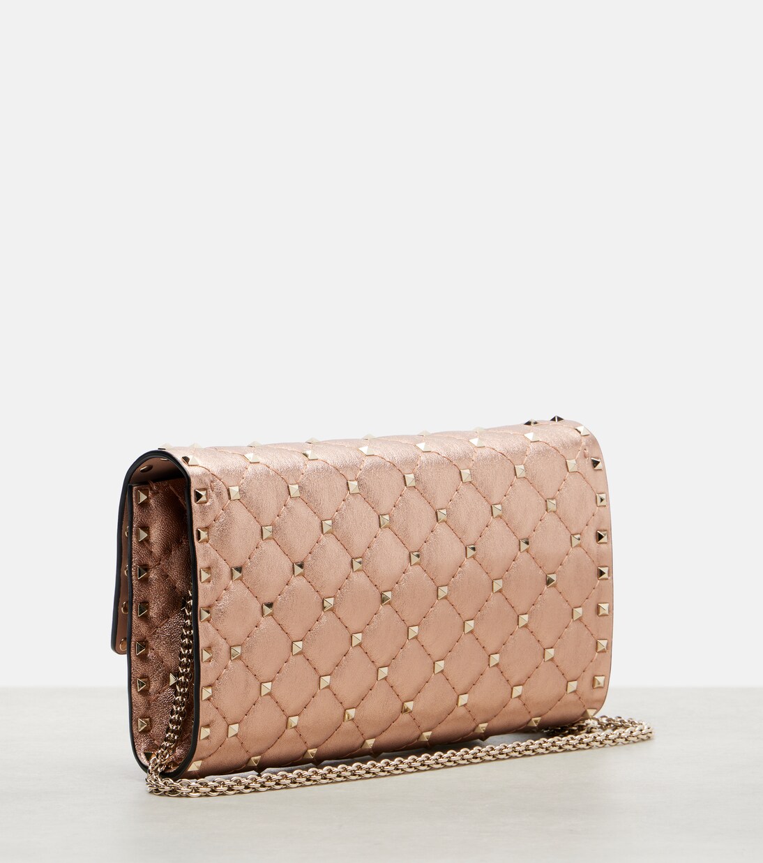 Borsa Rockstud Spike in pelle metallizzata | Valentino Garavani