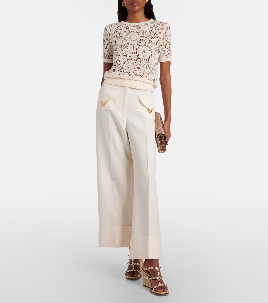 Borsa Rockstud Spike in pelle metallizzata | Valentino Garavani