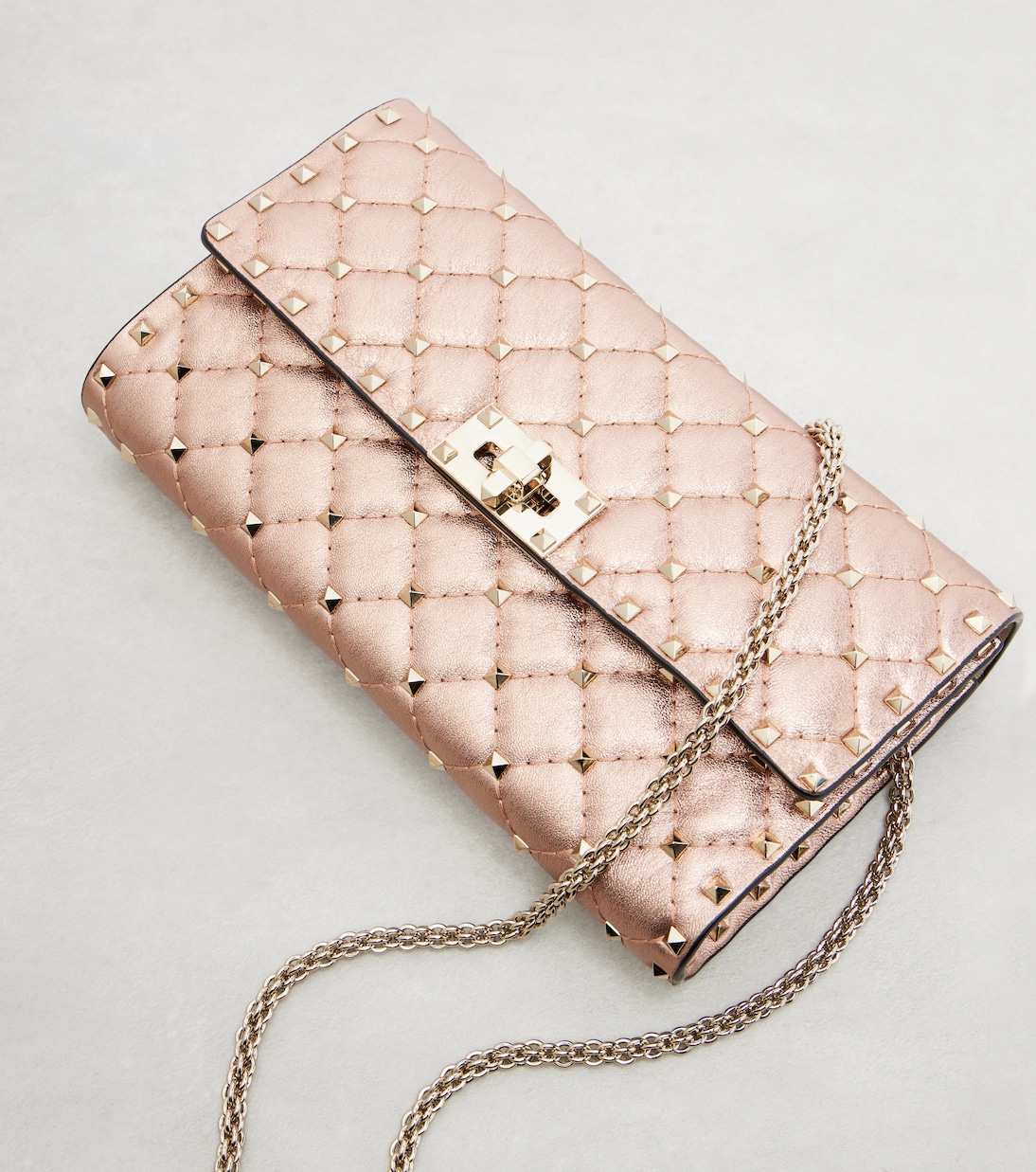 Borsa Rockstud Spike in pelle metallizzata | Valentino Garavani