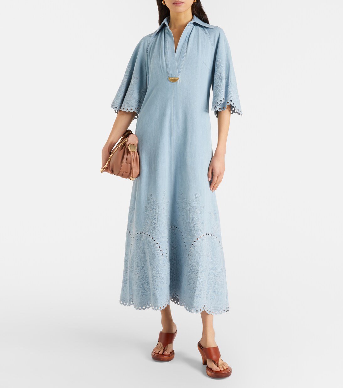Daylight embroidered denim midi dress | Zimmermann