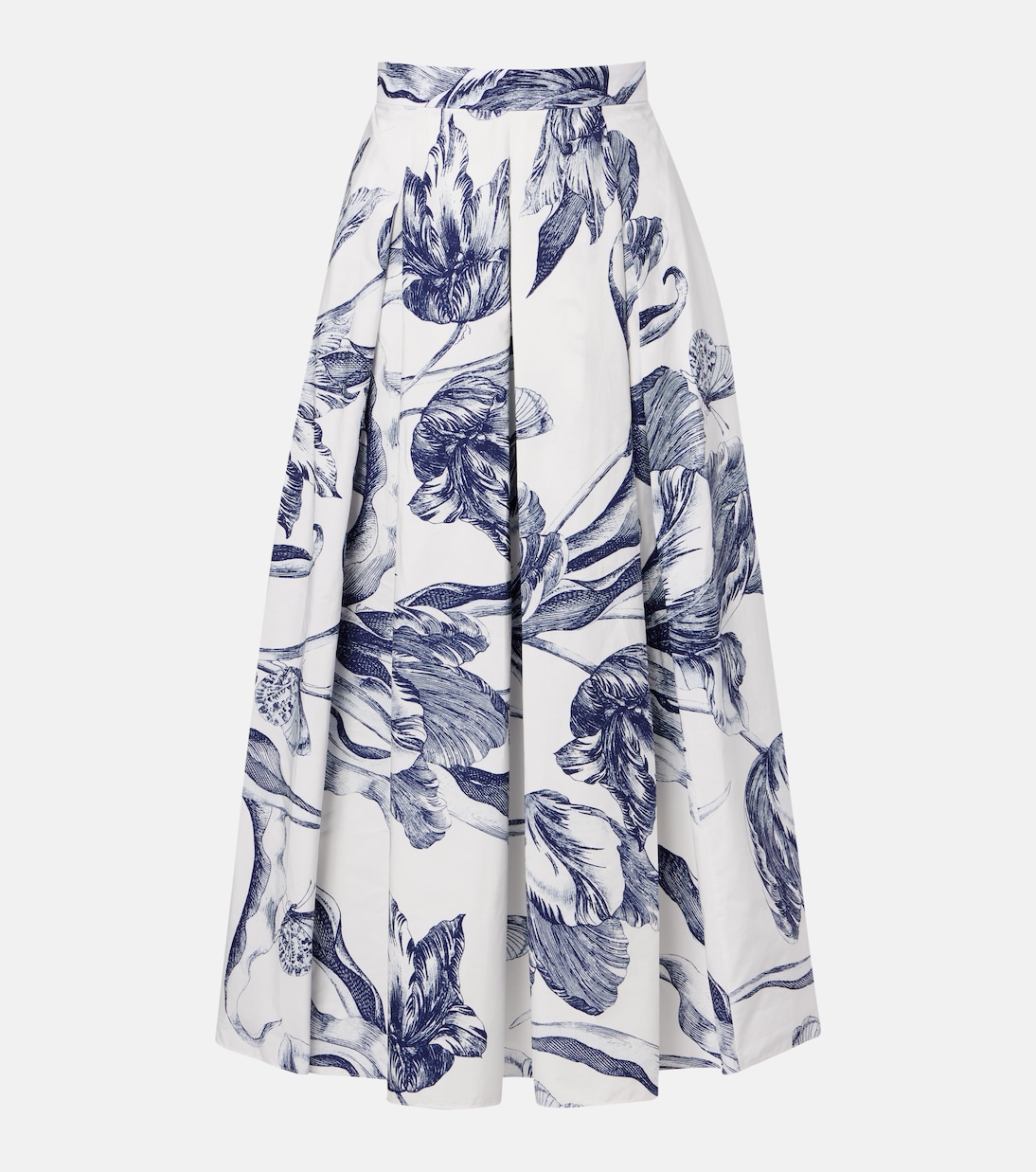 Floral cotton poplin midi skirt | Erdem