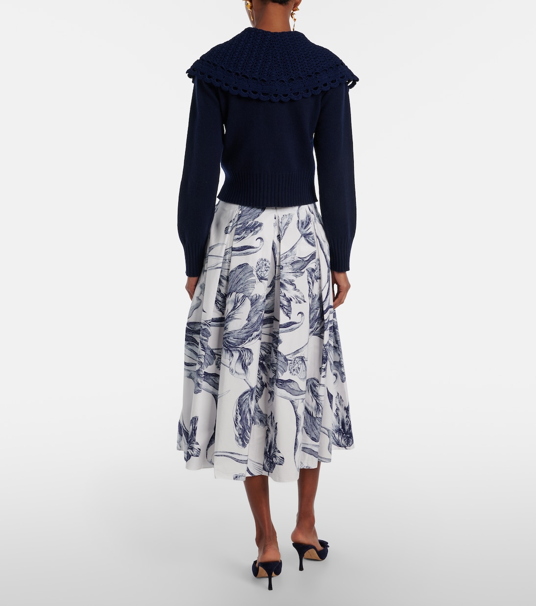 Floral cotton poplin midi skirt | Erdem