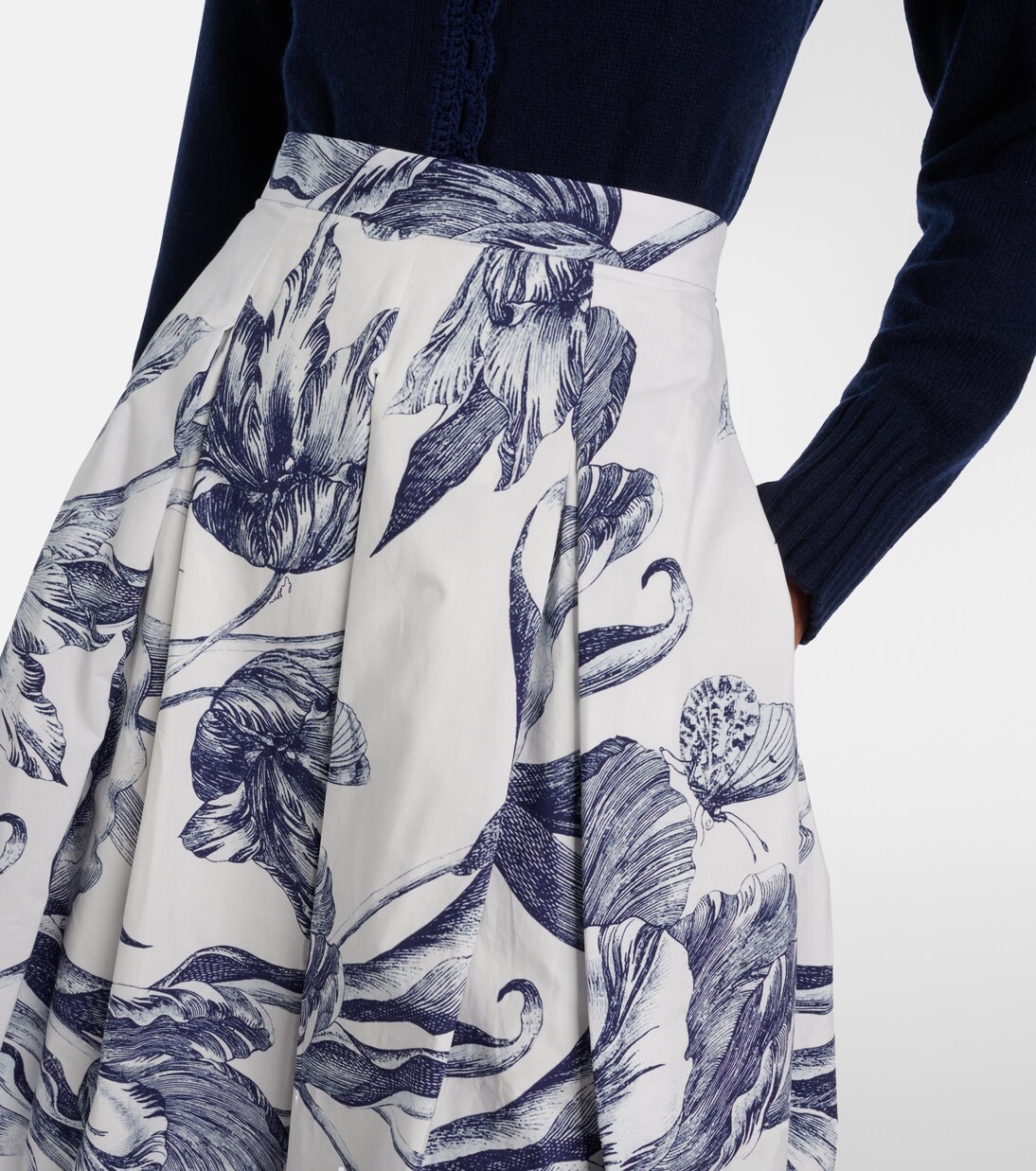 Floral cotton poplin midi skirt | Erdem