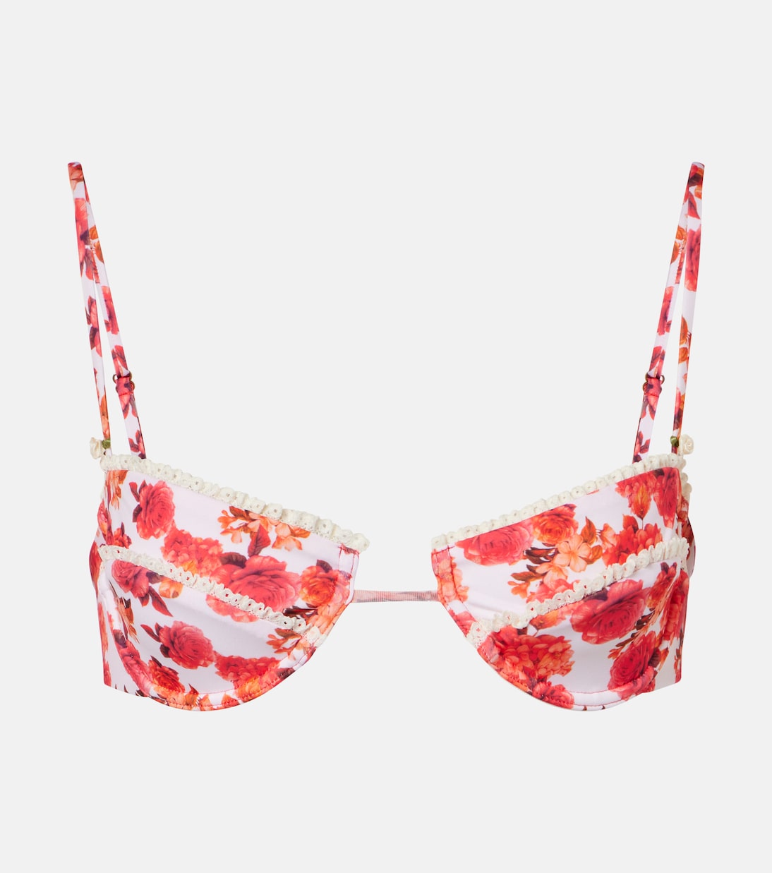 Faith floral lace-trimmed bikini top | Bananhot