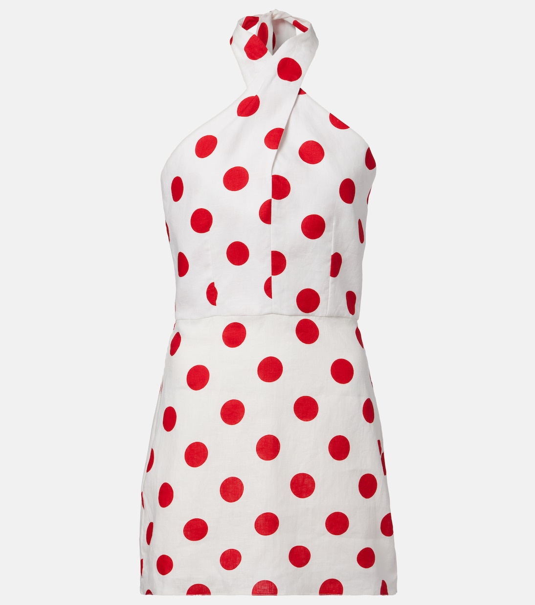 Veneta polka-dot halterneck linen minidress | Cala de la Cruz