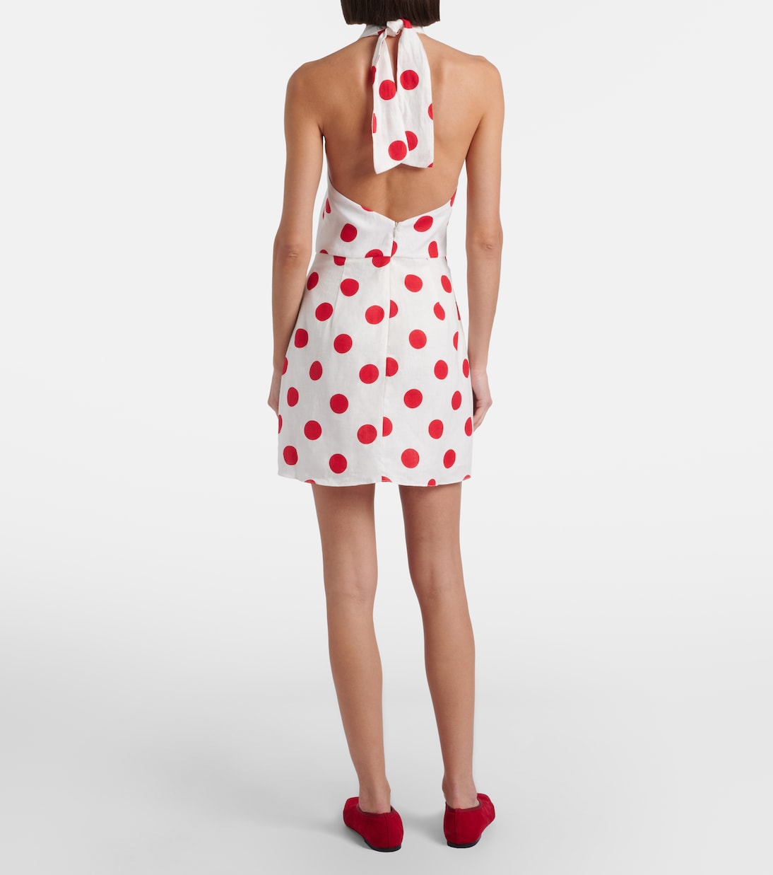 Veneta polka-dot halterneck linen minidress | Cala de la Cruz
