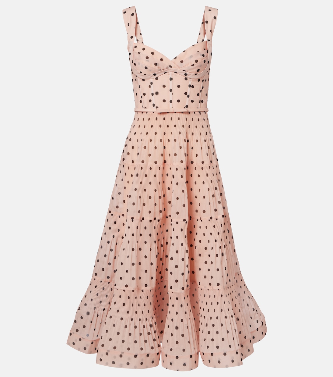 Polka-dot pleated bustier dress | Zimmermann