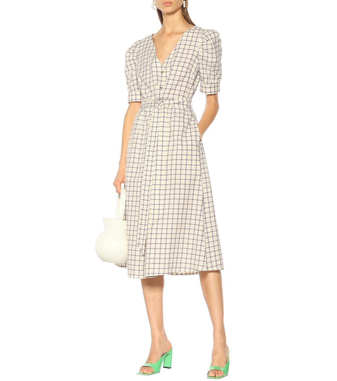 Vestido midi Alma de algodón de cuadros | Baum und Pferdgarten