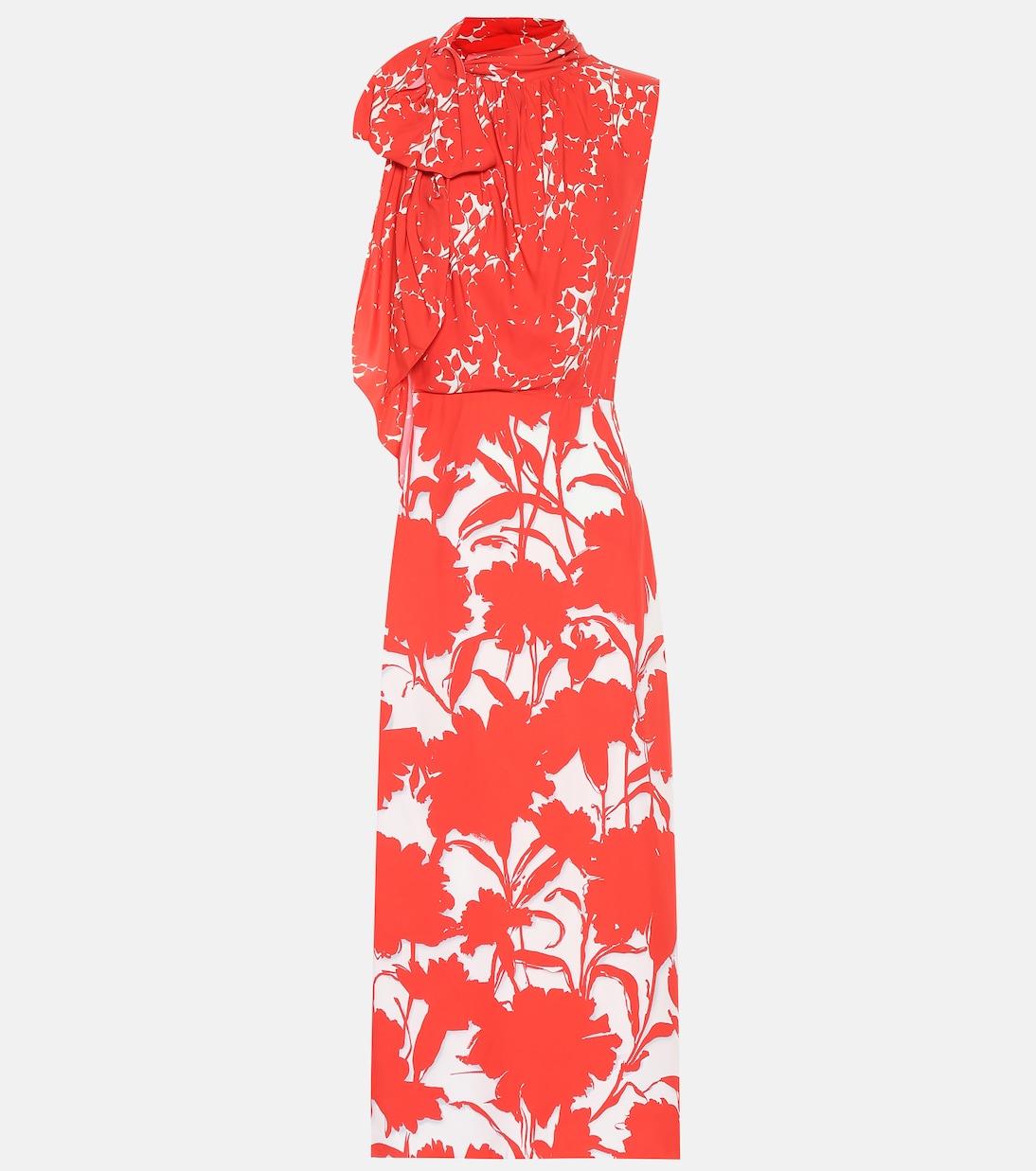 Floral-printed twill midi dress | Prada