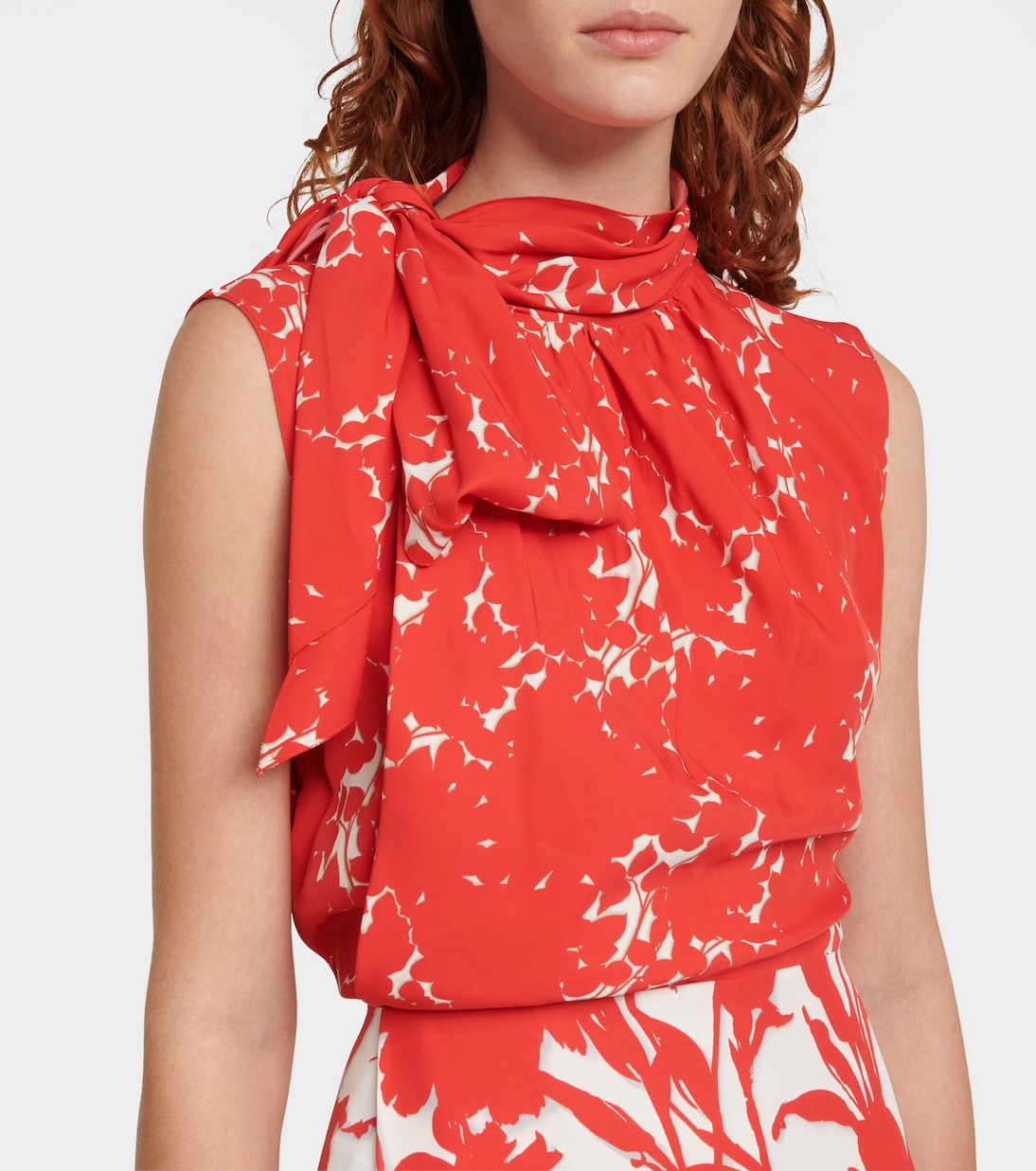 Floral-printed twill midi dress | Prada