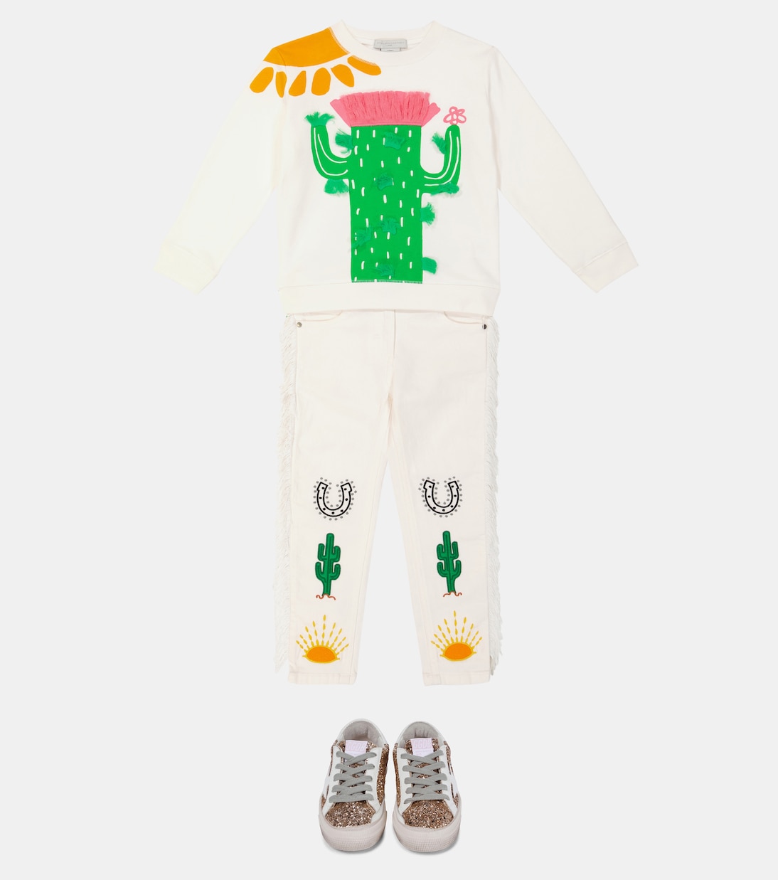 Printed fringed cotton sweatshirt | Stella McCartney Kids