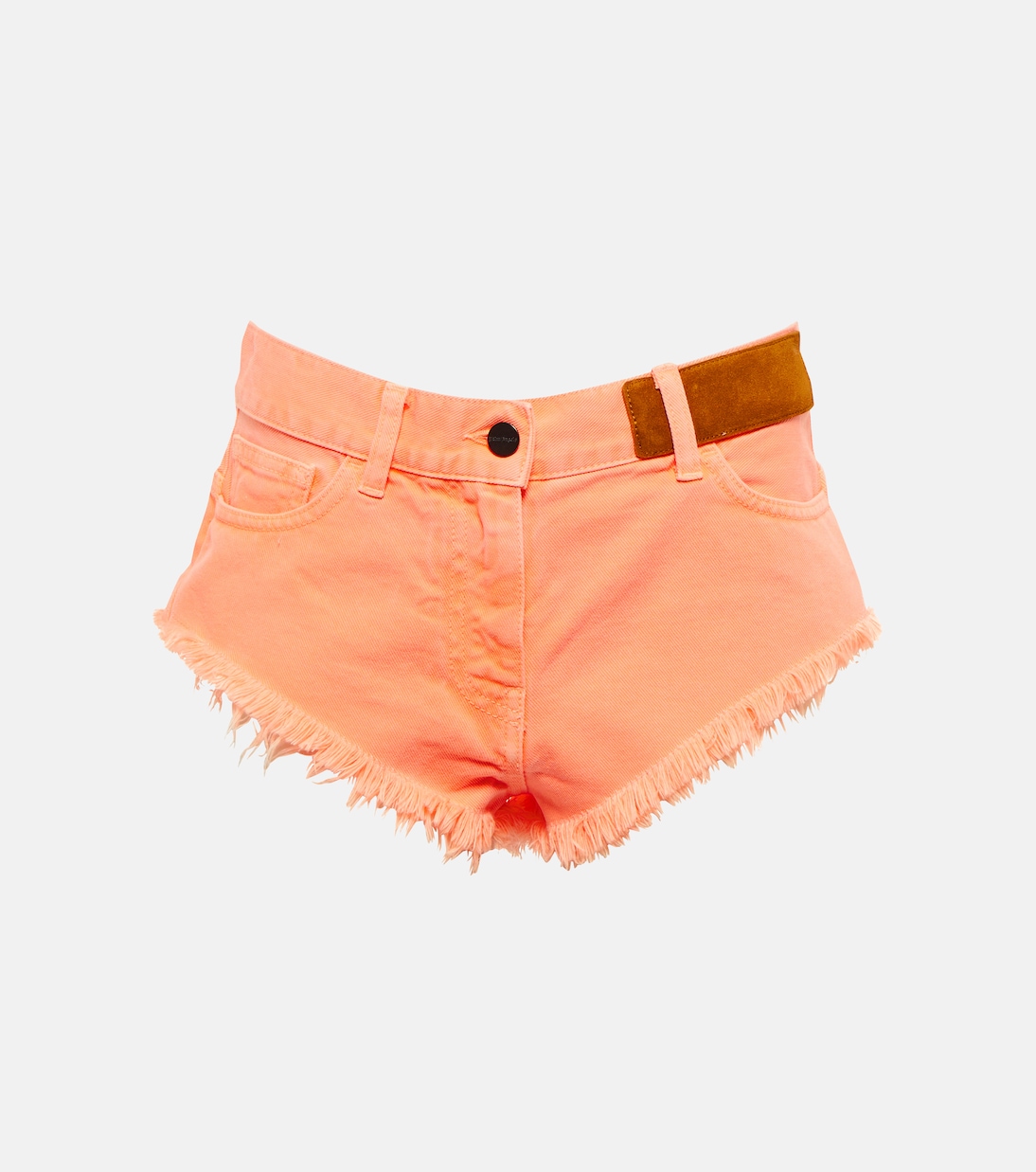 Shorts di jeans a vita media con frange | Palm Angels